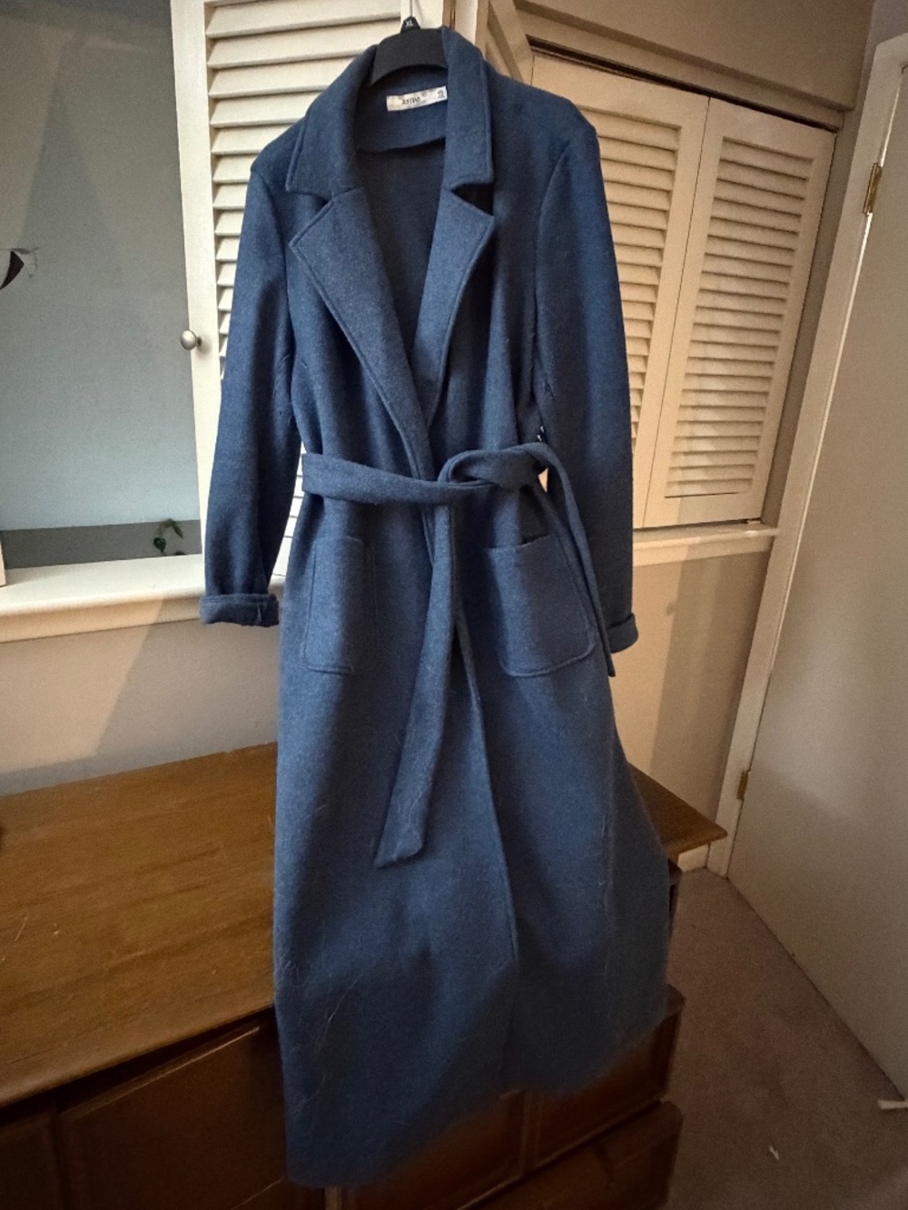 JustFab Blue Oversized Belted Wrap Maxi Coat Women’s XXL